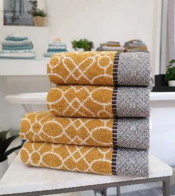 Buy Cassia Ochre Grey Towel Bale from Linen Mill